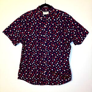 Old Navy Blue and Red Casual Button Down Shirt A5